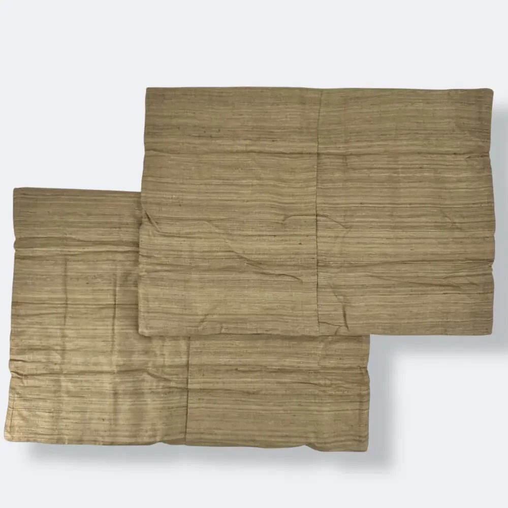 Restoration Hardware Raw Silk Channel Stitched Sham Standard Sz Set Wheat
